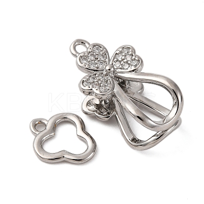 Brass Micro Pave Clear Cubic Zirconia Interlocking Clasps KK-C075-28P-1