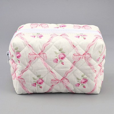 Flower Print Cotton & Polyester Cosmetic Zipper Bag AJEW-WH20002-74A-1