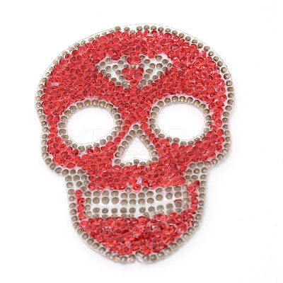 Skull Rhinestone Patches DIY-WH0199-35F-1