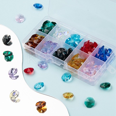 100Pcs 10 Colors Electroplate Glass Links Connectors EGLA-LS0001-07-1