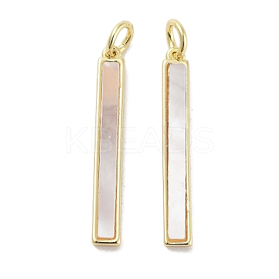 Brass Pave Natural Shell Pendants KK-C051-18G-1