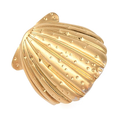 Ion Plating(IP) 304 Stainless Steel Shell Shape Open Cuff Rings for Women RJEW-Z057-01G-1