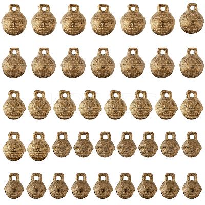 40Pcs 4 Styles Brass Bell Pendants KK-CA0002-54-1