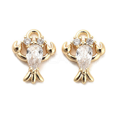 Brass Micro Pave Clear Cubic Zirconia Charms KK-C054-11G-1