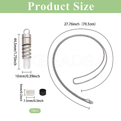 1Pc 316 Stainless Steel Box Chain Hollow Column Perfume Bottle Pendant Necklaces NJEW-PH0001-39-1