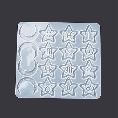 Twelve Constellations Moon & Star Pendants Silicone Molds DIY-G073-03-1