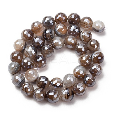 Electroplated Natural Agate Beads Strands G-B191-A07-10mm-12-1