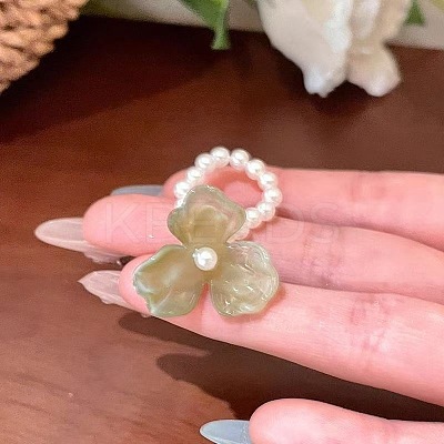 Acrylic and Imitation Pearl Finger Rings for Women FS-WG970C4-06-1