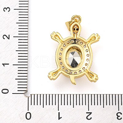 Tortoise Rack Plating Brass Micro Pave Cubic Zirconia Charms KK-G513-78A-02G-1