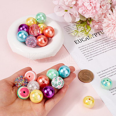 52Pcs 11 Styles Acrylic Round Beads Set OACR-SC0001-69-1