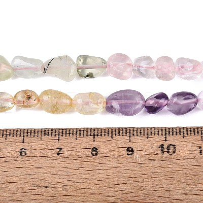 Natural Rose Quartz & Amethyst & Citrine(Heated) & Prehnite Beads Strands G-N371-01A-01-1