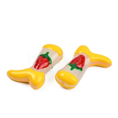 Boot Baking Paint Glass Enamel  Beads LAMP-C020-02C-1