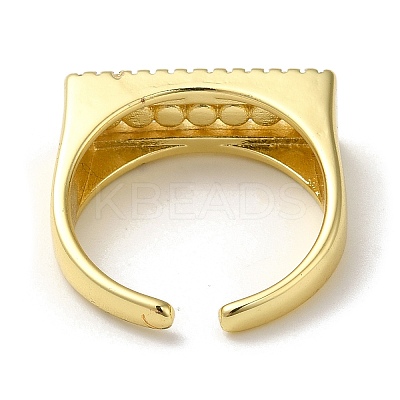 Rectangle Rack Plating Brass Micro Pave Clear Cubic Zirconia Open Cuff Rings RJEW-M162-09G-1