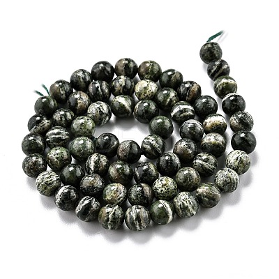 Natural Green Zebra Jasper Beads Strands G-O199-05A-1