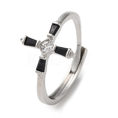Brass with Cubic Zirconia Adjustable Rings RJEW-Z017-04P-1
