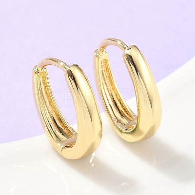 Oval Brass Hoop Earrings EJEW-Z102-33G-1