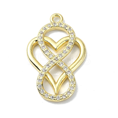 Rack Plating Real 18K Gold Plated Brass Micro Pave Cubic Zirconia Pendants KK-B084-16G-1