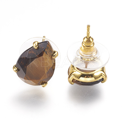 Natural & Synthetic Gemstone Stud Earrings EJEW-L196-03-1
