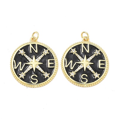 Eco-Friendly Brass Micro Pave Clear Cubic Zirconia Enamel Pendants ZIRC-C024-01G-01-1-1