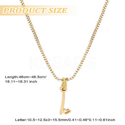 1pc Brass Chain & 304 Stainless Steel Letter Pendant Necklaces NJEW-LP0001-40I-G-1