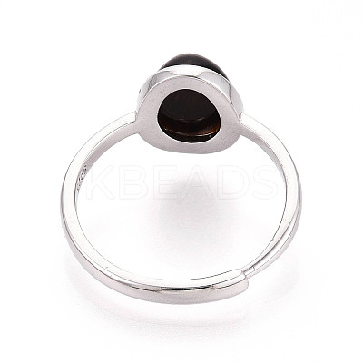 Oval Natural Tiger Eye Open Cuff Ring STER-T008-88P-1