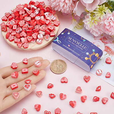 200Pcs 10 Styles Valentine's Day Theme Handmade Polymer Clay Beads CLAY-SC0001-72-1