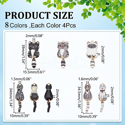 32Pcs 8 Styles Alloy Enamel Pendants FIND-WR0012-14-1