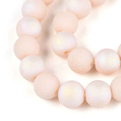 Frosted Opaque Glass Beads Strands GLAA-T032-P10mm-MBB09-1