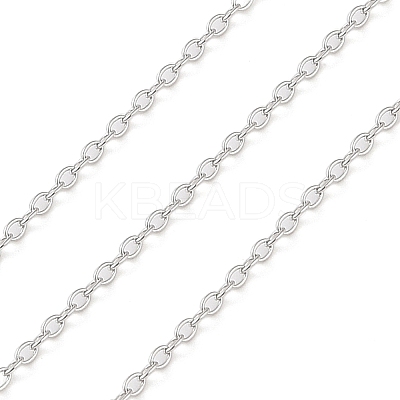 Anti-Tarnish Rhodium Plated 925 Sterling Silver Cable Chains STER-E072-02P-03-1
