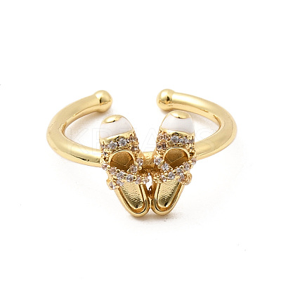 Brass Micro Pave Cubic Zirconia Cuff Open Rings for Women RJEW-B160-08G-02-1
