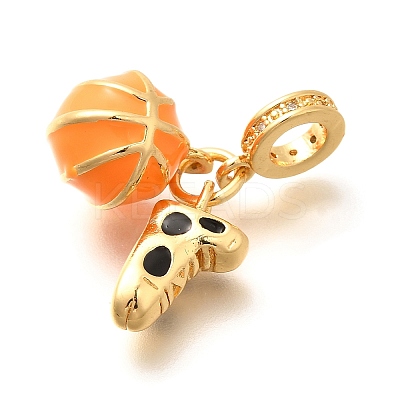 Brass Enamel Sport European Dangle Charms KK-U048-03G-03-1