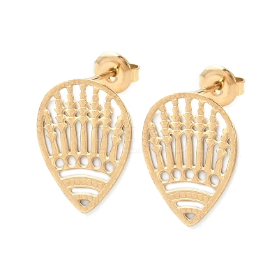 304 Stainless Steel Teardrop Stud Earrings EJEW-I320-06G-1