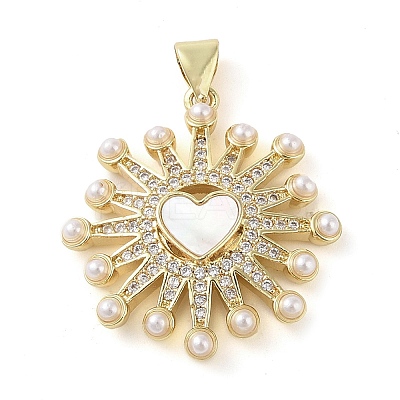 Brass Micro Pave Clear Cubic Zirconia Pendants KK-Q813-12B-G-1