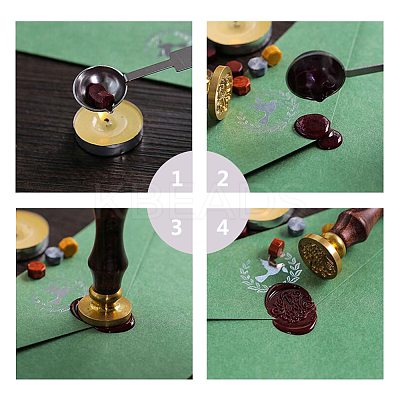 Brass Wax Seal Stamp AJEW-CP0002-04-D018-1