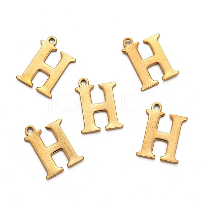 Ion Plating(IP) 304 Stainless Steel Alphabet Charms STAS-H122-H-G-1