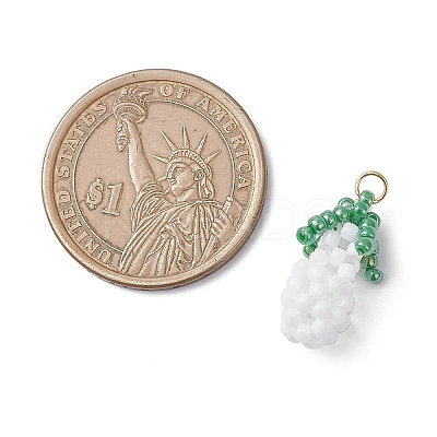 Glass Seed Beaded 3D Eggplant Pendants PALLOY-MZ00942-04-1