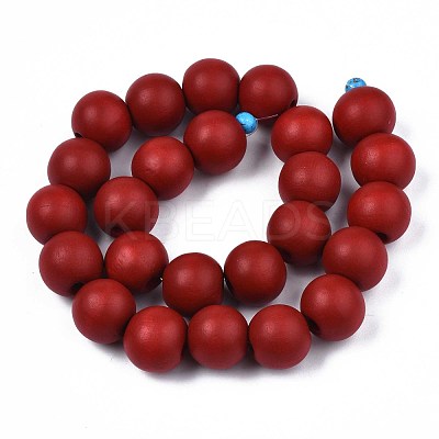 Spray Painted Natural Wood Beads Strands WOOD-S053-57D-1