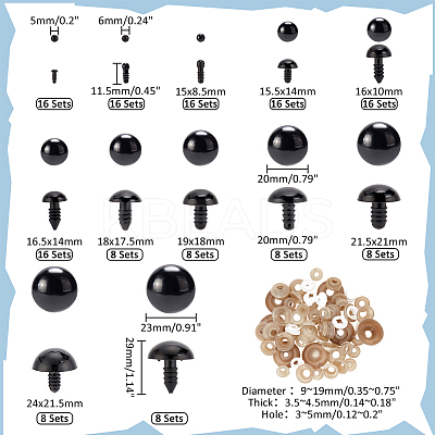 144 Sets 12 Style Plastic & Resin Doll Eyes DOLL-PH0001-45-1
