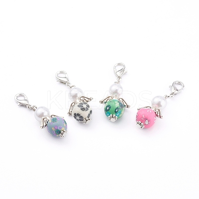 Handmade Flower Pattern Polymer Pendants HJEW-JM00424-1