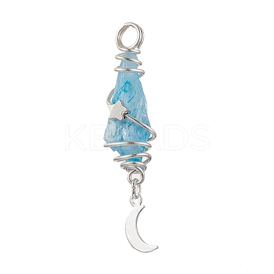 3Pcs 3 Styles Electroplated Natural Quartz Crystal Nuggets Copper Wire Wrapped Pendants PALLOY-JF03128-04-1