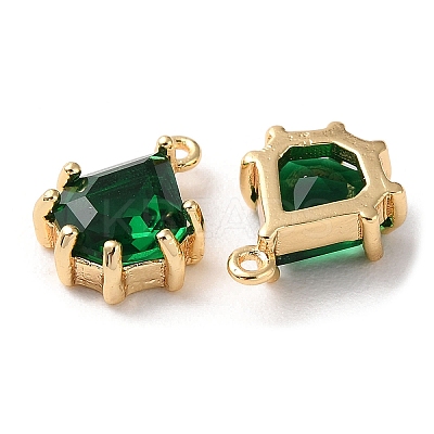 Real 18K Gold Plated Brass Micro Pave Cubic Zirconia Charms KK-Q779-08G-01-1