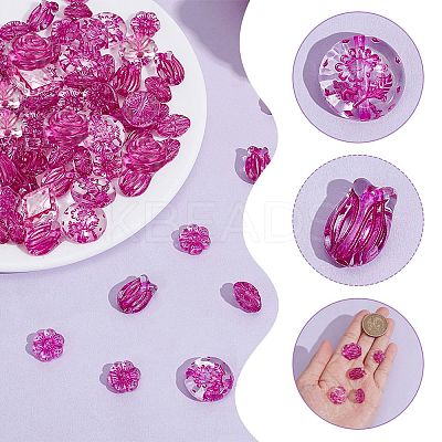 Fuchsia Transparent Acrylic Beads TACR-AR0001-28-1