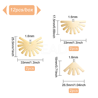 12Pcs 3 Style 2 Colors 201 Stainless Steel Pendants STAS-BC0002-65-1