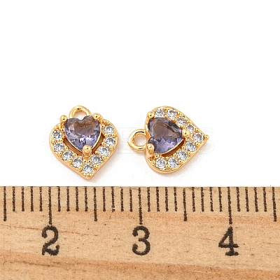 Brass Micro Pave Cubic Zirconia Charms KK-Z057-01G-02-1
