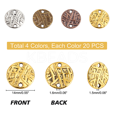 80Pcs 4 Colors Tibetan Style Zinc Alloy Connector Charms FIND-PH0004-84-1