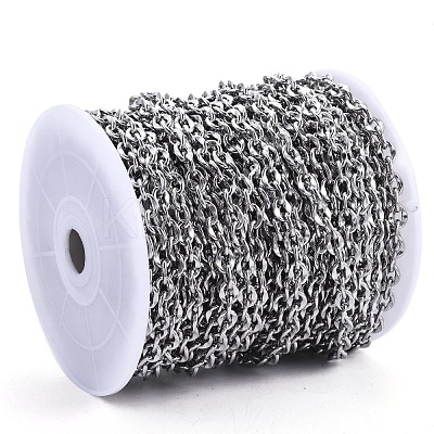 Tarnish Resistant 304 Stainless Steel Dapped Cable Chains CHS-N001-04P-1