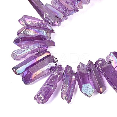 Spray Painted Electroplate Natural Quartz Crystal Points Beads Strands G-Q610-02G-1