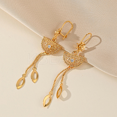 Elegant Brass Clear Cubic Zirconia Tassels Half Round Hoop Earrings EN3246-1