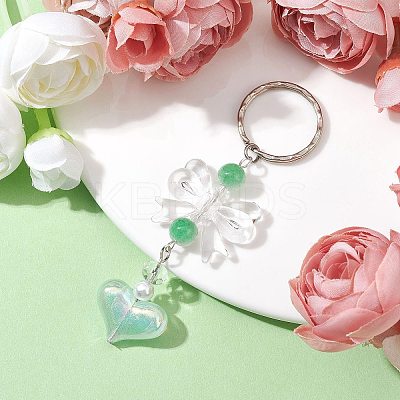 Acrylic Heart with Bowknot Keychains KEYC-JKC00612-1