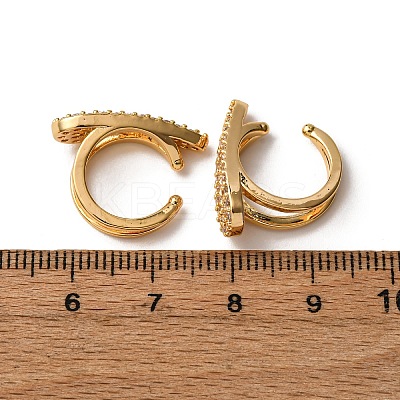 Teardrop Brass Micro Pave Clear Cubic Zirconia Cuff Earrings EJEW-F384-21G-1
